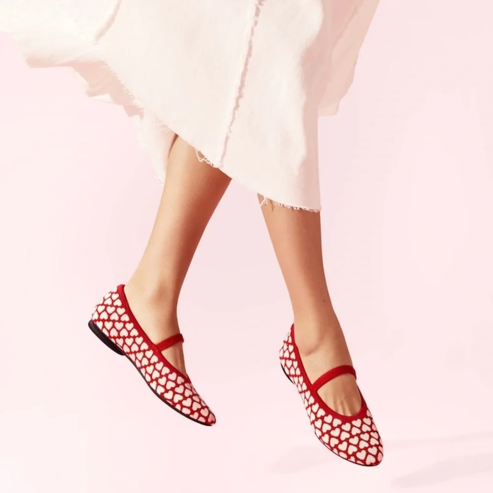 Vivaia Tamia Almond-Toe‎ Mary-Jane Valentine's Day Cream Ivory Red Heart 41 9.5